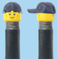 `A NEW ITEM  -  Brick Caps - Schrader Valve - 2 Face Head (Sunglasses with Cheesy Smile & Normal Smile Face) with a Blue Cap