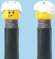 `A NEW ITEM  -  Brick Caps - Schrader Valve - 2 Face Head (Freckles Smile & Freckles Worried Look) with a Helmet White