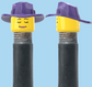 `A NEW ITEM  -  Brick Caps - Schrader Valve - 2 Face Head with Freckles & Lipstick (Open Mouth Smile & Closed Eye Smile) with a Purple Cowgirl Hat