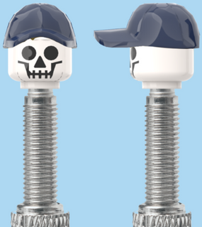 `A NEW ITEM  -  Brick Caps - Presta Valve - 1 Face Head (SKULL) with a Blue Cap