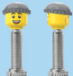 `A NEW ITEM  -  Brick Caps - Presta Valve - 2 Face Head (Bursting Cheeks & Wrinkle Eye Smile) with a Grey Beanie