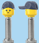 `A NEW ITEM  -  Brick Caps - Presta Valve - 2 Face Head (Bursting Cheeks & Wrinkle Eye Smile) with a Blue Cap
