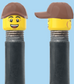 `A NEW ITEM  -  Brick Caps - Schrader Valve - 2 Face Head (Bursting Cheeks & Wrinkle Eye Smile) with a Brown Cap