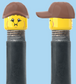 `A NEW ITEM  -  Brick Caps - Schrader Valve - 2 Face Head (Bursting Cheeks & Wrinkle Eye Smile) with a Brown Cap