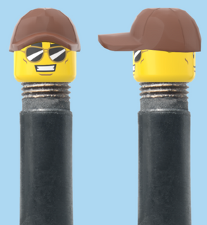 `A NEW ITEM  -  Brick Caps - Schrader Valve - 2 Face Head (Sunglasses with Cheesy Smile & Normal Smile Face) with a Brown Cap