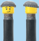 `A NEW ITEM  -  Brick Caps - Schrader Valve - 2 Face Head (Worried Look & Half Smile) with a Grey Beanie