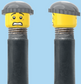 `A NEW ITEM  -  Brick Caps - Schrader Valve - 2 Face Head (Worried Look & Half Smile) with a Grey Beanie