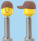 `A NEW ITEM  -  Brick Caps - Presta Valve - 2 Face Head with Freckles & Lipstick (Open Mouth Smile & Closed Eye Smile) with a Brown Cap