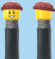 `A NEW ITEM  -  Brick Caps - Schrader Valve - 2 Face Head (Freckles Smile & Freckles Worried Look) with a Brown Beanie