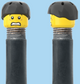 `A NEW ITEM  -  Brick Caps - Schrader Valve - 2 Face Head (Worried Look & Half Smile) with a Black Helmet