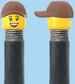 `A NEW ITEM  -  Brick Caps - Schrader Valve - 2 Face Head with Freckles & Lipstick (Open Mouth Smile & Closed Eye Smile) with a Brown Cap