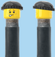 `A NEW ITEM  -  Brick Caps - Schrader Valve - 2 Face Head (Freckles Smile & Freckles Worried Look) with a Black Beanie