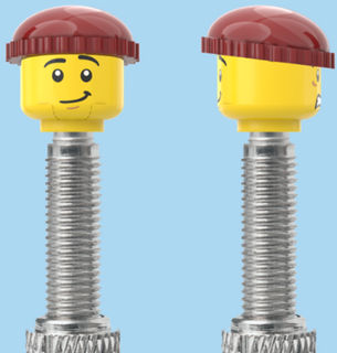 `A NEW ITEM  -  Brick Caps - Presta Valve - 2 Face Head (Worried Look & Half Smile) with a Brown Beanie