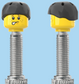 `A NEW ITEM  -  Brick Caps - Presta Valve - 2 Face Head (Freckles Smile & Freckles Worried Look) with a Black Helmet