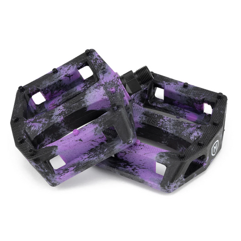 "NEW" - IMPULSE PEDALS 9/16"  BLACK/PURPLE SPLASH