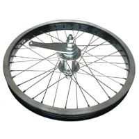 WHEEL  16"  Alex Y303 S/W Alloy Rim, Coaster Nutted Hub, Mach 1 Spokes, REAR.  BLACK with SILVER Spokes