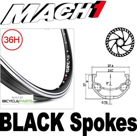 WHEEL  'Mach1 670' D/W Eyeleted Alloy Rim, Novatec Sealed Disc 8/11 Speed Q/R Hub, Mach1 Spokes, REAR.  ALL BLACK