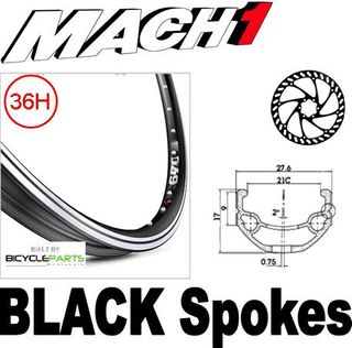 WHEEL  'Mach1 670' D/W Eyeleted Alloy Rim, Novatec Sealed Disc 8/11 Speed Q/R Hub, Mach1 Spokes, REAR.  ALL BLACK