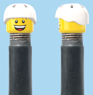 2 Faces | Open Mouth Smile Face | Sad Tear Face | Helmet White | AV | Brick Caps | Sold as Pair