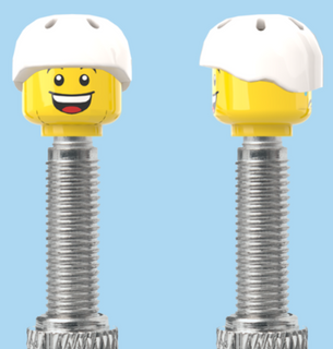 2 Faces | Open Mouth Smile Face | Sad Tear Face | Helmet White | FV | Brick Caps | Sold as Pair