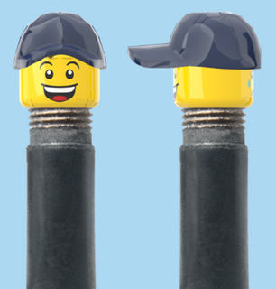 2 Faces | Open Mouth Smile Face | Sad Tear Face | Blue Cap | AV | Brick Caps | Sold as Pair