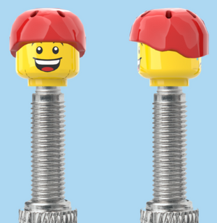 2 Faces | Open Mouth Smile Face | Sad Tear Face | Red Helmet | FV | Brick Caps | Sold as Pair