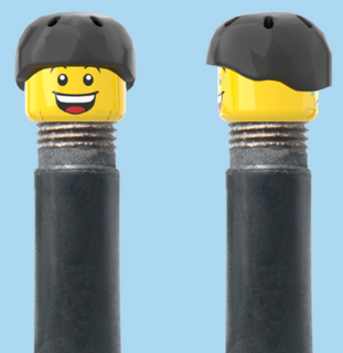 2 Faces | Open Mouth Smile Face | Sad Tear Face | Black Helmet | AV | Brick Caps | Sold as Pair