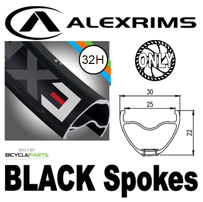 WHEEL - 29er Alex EXR25 32H S/j Black Rim,  8/11 SPEED Q/R (135mm OLD) 6 Bolt Disc Sealed Novatec Black Hub, BLACK Spokes