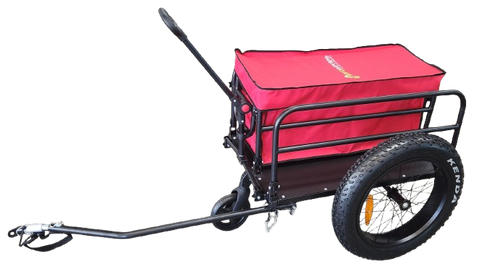 `A NEW ITEM - Bicycle Beach Trailer 2 in 1 - can also be used as a push/pull trolley, Steel Frame, 20 x 4" fat wheels, Capacity:60kgs, Loading size: 89*63*41cm