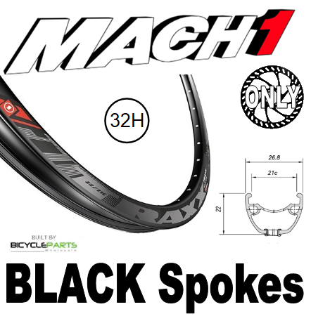 WHEEL - 29er Mach1 TRAXX 32H S/j Black Rim,  FRONT 15mm T/A (100mm OLD) 6 Bolt Disc Sealed Novatec Light Weight Black Hub, BLACK Spokes