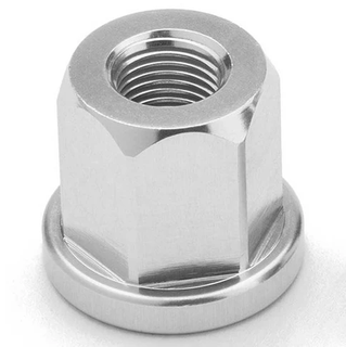 `A NEW ITEM - ALLOY HUB AXLE NUT - 3/8" Flange Type, Silver