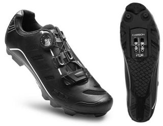 SHOES, F-75-II, FLR, Elite MTB Shoes, M350 Outsole with Carbon Plate, Single dial, Size 44, BLACK