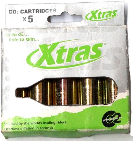 CARTRIDGES Co2  16g - 5 Pce THREADLESS, XTRAS Pkt