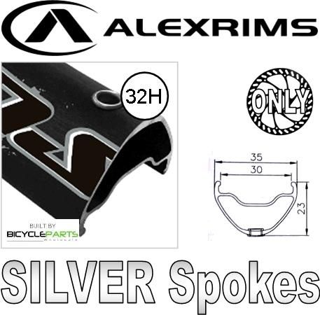 WHEEL - 29er Alex Supra 35 D/w 32H F/v Welded Join Eyeletted D/s Black Rim, FRONT 15mm T/A (110mm OLD) 6 Bolt Disc Sealed Novatec Boost Black Hub, Mach1 SILVER Spokes