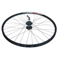 WHEEL - 26" Alex DM18 36H Silver Rim,  8/10 SPEED Q/R (135mm OLD) 6 Bolt Disc Loose Ball Joytech Black Hub,  Mach 1 SILVER Spokes