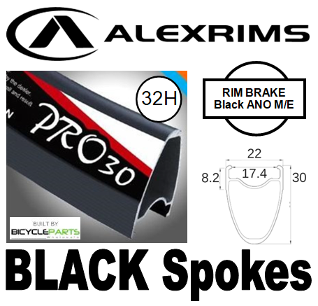 WHEEL - 700C Alex PRO30 32H W/j Black Rim,  8/11 SPEED Q/R (130mm OLD) Sealed Novatec Black Hub,  Mach 1 BLACK Spokes