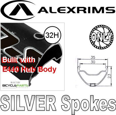 WHEEL - 29er Alex Supra 35 32H W/j Black Rim,  8/11 SPEED 12mm T/A (148mm OLD) 6 Bolt Disc Sealed Novatec (E440 Hub Body) Boost, Steel Axle & Freehub Body for E-MTB Black Hub,  Mach 1 SILVER Spokes