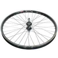 WHEEL  24" Alex DM-24 D/w alloy Rim With Eyelets & Msw , Screw On Black MultiSpeed Hub , Silver Mach 1 Spokes . REAR (match 94196)_