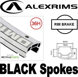 700c Alex DM18 Silver, Black Spoke, Silver 36H Track Hub