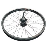 WHEEL  20"  Alex Dm-24 D/W Eyeleted Alloy Rim, Novatec 6 Bolt Disc Q/R Sealed Bearing Hub, Mach 1 Spokes, FRONT.  BLACK with SILVER Spokes