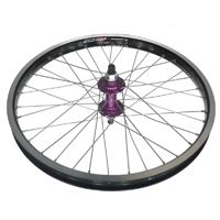 Wheel 20" Alex DM24 D/w Eyeleted Rim , Front PURPLE 36H Sealed 14mm Axle Hub , SILVER  Mach 1 spokes .