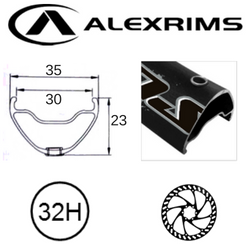 RIM 27.5/650B x 30mm - ALEX SUPRA 35 - 32H - (584 x 30) - Presta Valve - Disc Brake - D/W - BLACK - Eyeleted - Tubeless Ready - Welded Join