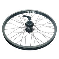 WHEEL  20 x 1.75 DM-24 Alex Alloy D/W Eyeleted Rim W/msw, Joytech 6 Bolt Q/R Disc Hub, Mach 1 Spokes, FRONT.    BLACK with SILVER Spokes