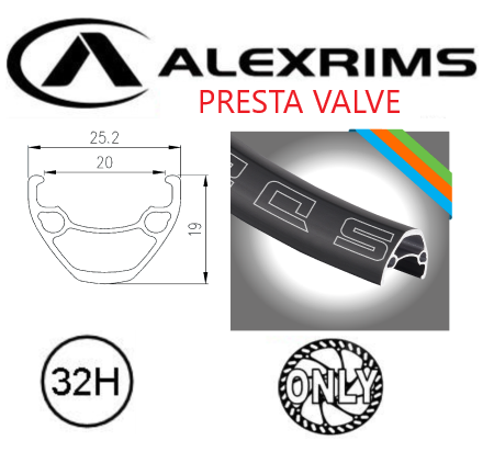 `A NEW ITEM - RIM 27.5/650B x 20mm - ALEX SD20 - 32H - (584 x 20) - Presta Valve - Disc Brake - D/W - BLACK - Eyeleted - Tubeless Ready - (ERD 561)