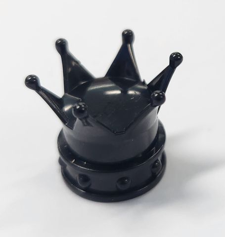 Valve Cap BLACK Crown, A/V (Sold Individually)