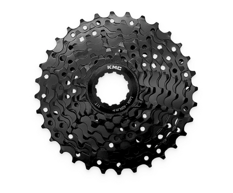 `A NEW ITEM - CASSETTE - 8 Speed, 11-32T, ED Black,  Quality KMC product,  Made In Taiwan