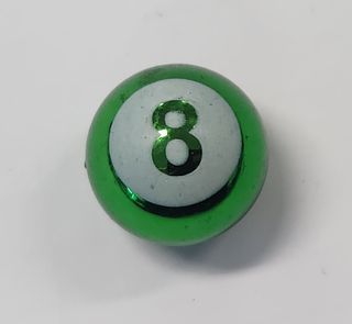 `A NEW ITEM - Valve Cap, Green 8 ball, alloy anodised, A/V (Sold Individually)