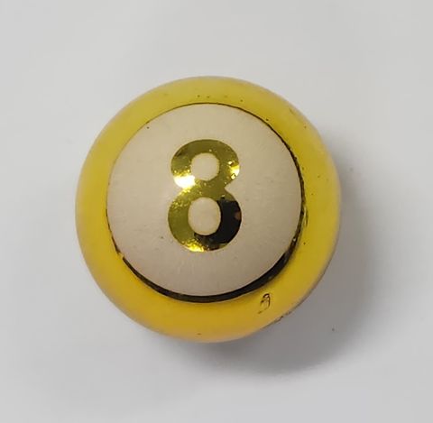 `A NEW ITEM - Valve Cap, Gold 8 ball, alloy anodised, A/V (Sold Individually)