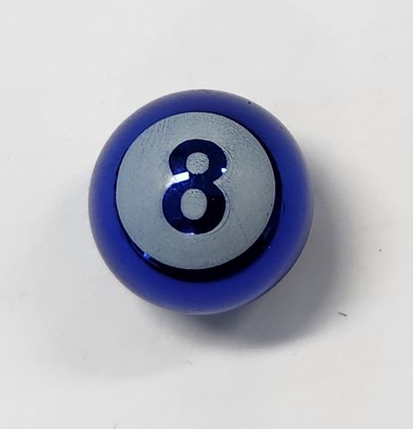 Valve Cap, Blue 8 ball, alloy anodised, A/V (Sold Individually)