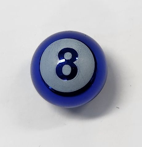 `A NEW ITEM - Valve Cap, Blue 8 ball, alloy anodised, A/V (Sold Individually)